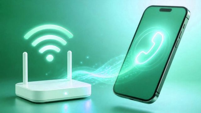 Phone showing a call icon next to a Wi-Fi router